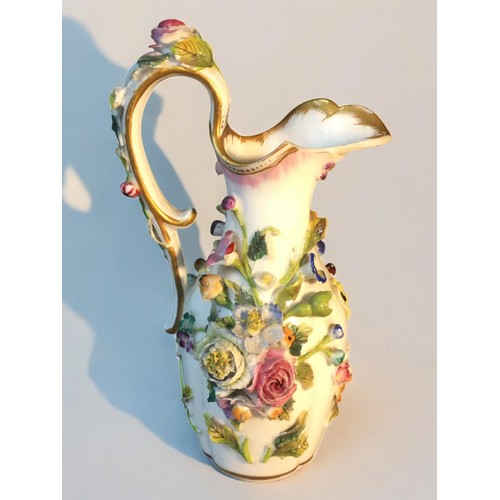 159 - Meissen Early 19th Century Flower Encrusted Miniature Tea Pot and Ewer and a Similar unmarked Lidded... 