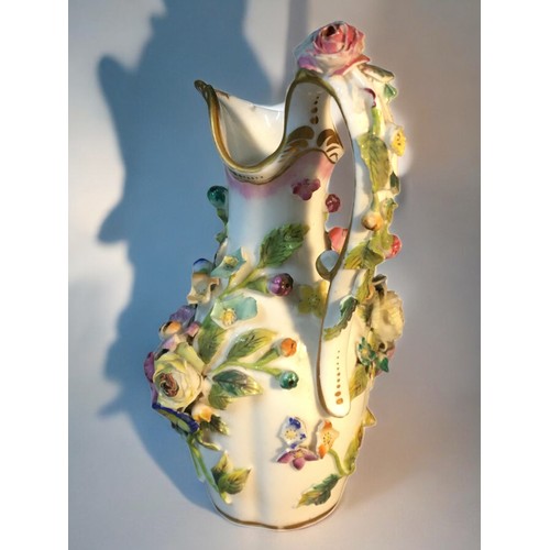 159 - Meissen Early 19th Century Flower Encrusted Miniature Tea Pot and Ewer and a Similar unmarked Lidded... 