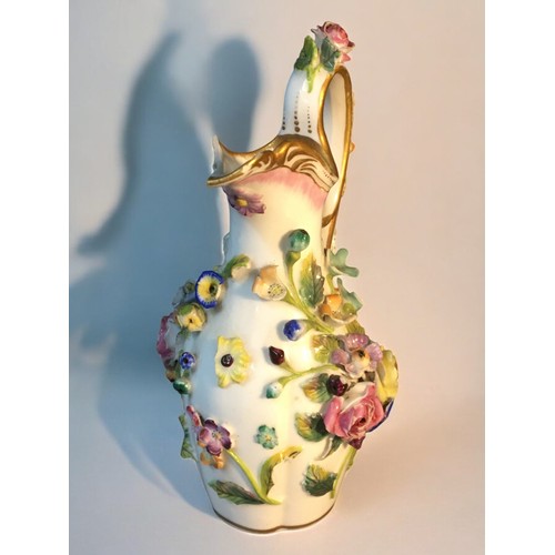 159 - Meissen Early 19th Century Flower Encrusted Miniature Tea Pot and Ewer and a Similar unmarked Lidded... 