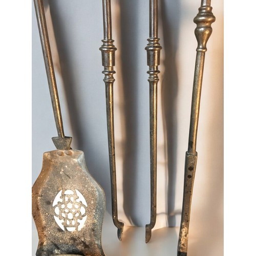 287 - 19th Century Aesthetic Period Fire Companion Set in Gun Metal Steel.