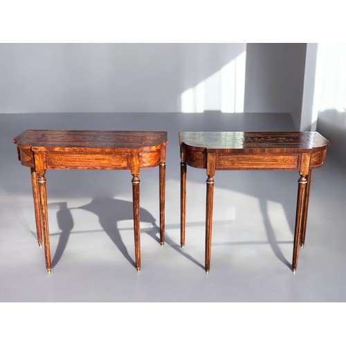 274 - A pair of 19th century Irish Console tables.Breakfront design, with frieze drawer. Intricately inlai... 