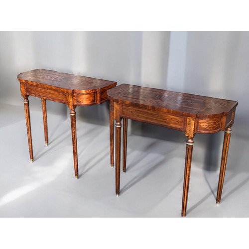 274 - A pair of 19th century Irish Console tables.Breakfront design, with frieze drawer. Intricately inlai... 