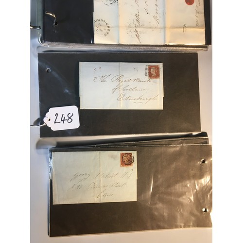 248 - Album of Victorian Letters 1846-70 With Penny Red Stamps. 15 Letters in Total.