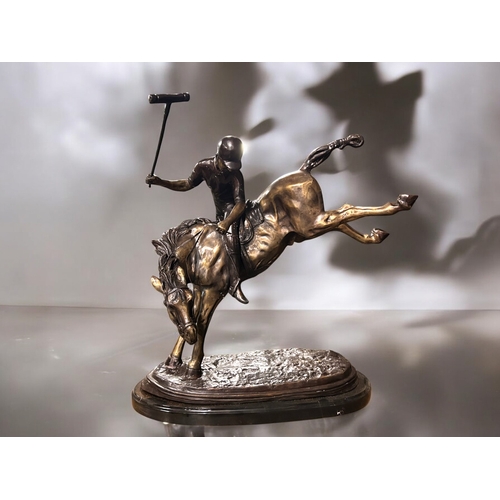 332 - A large Bronze figure of Polo player.20th century.Traditional lost wax cast.Height - 58cm... 