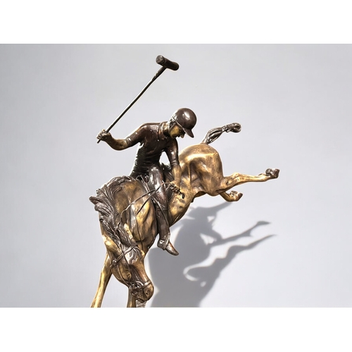 332 - A large Bronze figure of Polo player.20th century.Traditional lost wax cast.Height - 58cm... 