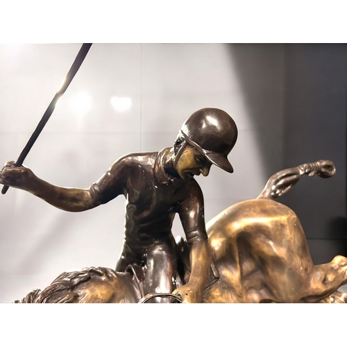 332 - A large Bronze figure of Polo player.20th century.Traditional lost wax cast.Height - 58cm... 