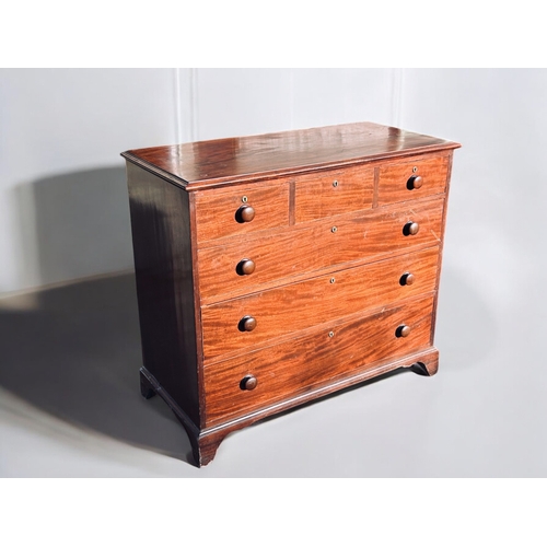 282 - A 19th Century Mahogany Chest of Drawers.Three short drawers over three long. Raised on bracket feet... 