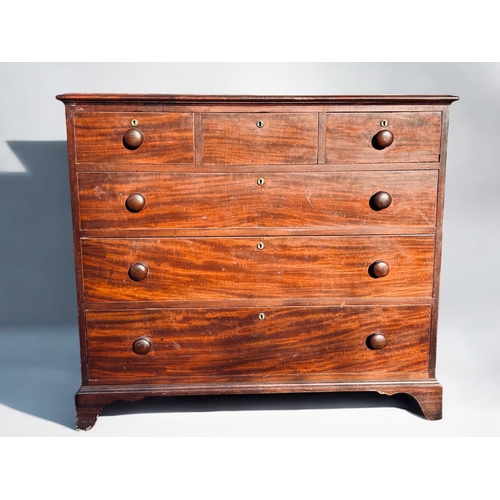 282 - A 19th Century Mahogany Chest of Drawers.Three short drawers over three long. Raised on bracket feet... 