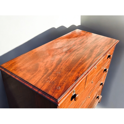 282 - A 19th Century Mahogany Chest of Drawers.Three short drawers over three long. Raised on bracket feet... 