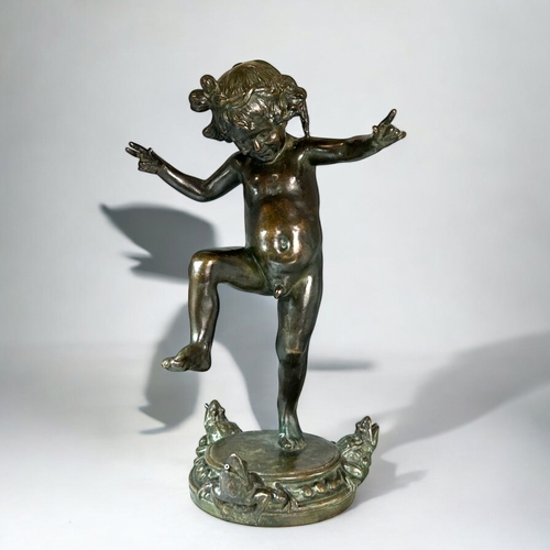 333 - Janet Scudder American, 1873–1940.Bronze baby 'Frog fountain' Roman bronze works. Signed to ba... 