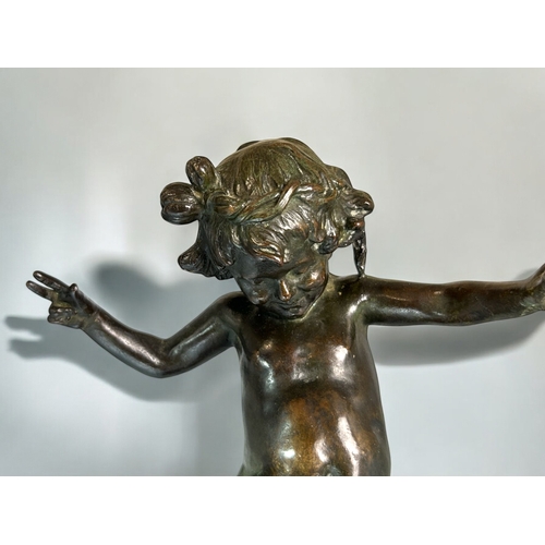 333 - Janet Scudder American, 1873–1940.Bronze baby 'Frog fountain' Roman bronze works. Signed to ba... 