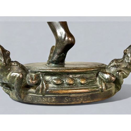 333 - Janet Scudder American, 1873–1940.Bronze baby 'Frog fountain' Roman bronze works. Signed to ba... 