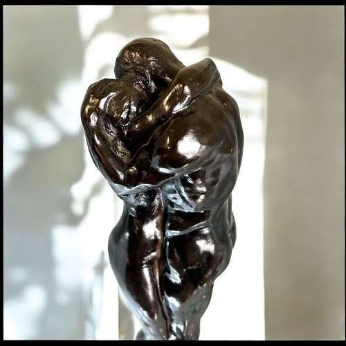 334 - Charles Sykes, (1875-1950) 'Adam & Eve' sculpture.Cold cast bronze composite. Mounted on marble ... 