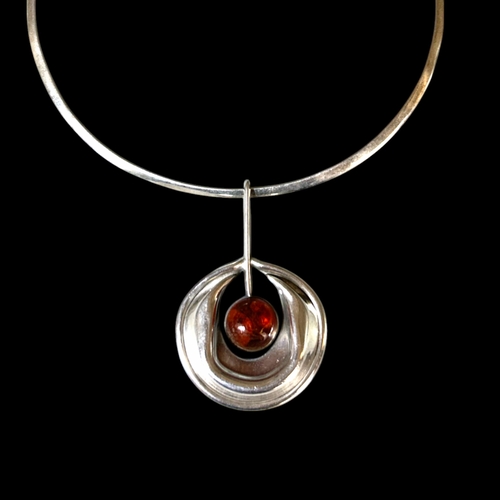 549 - Karl Eric Palmberg for Alton silver pendant & choker necklace.