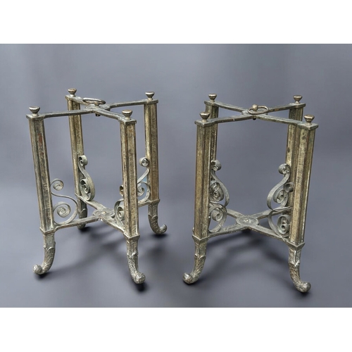 343 - A pair of silvered bronze folding Coffin stands.Early 20th century.