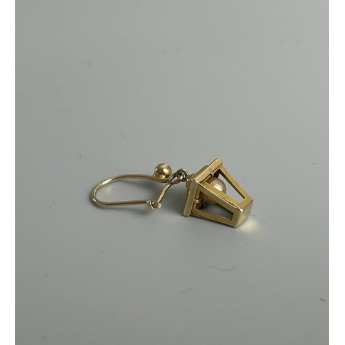 235 - A pair of 9ct gold lantern earrings.stamped on ear wire.Length - 25mm