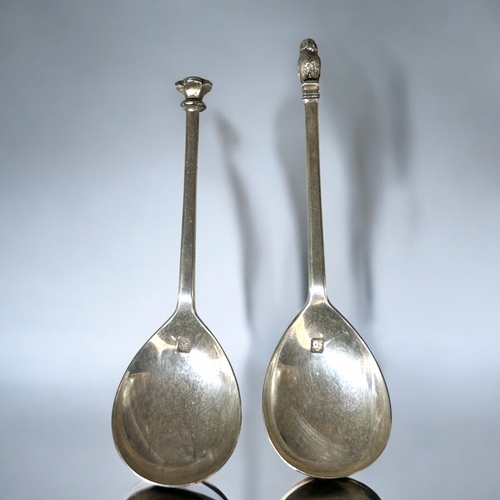 592 - Two Silver Payne & son spoons.Includes seal top floral example and another 'Owl' handled example... 