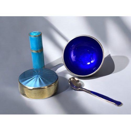 618 - A collection of Scandanavian silver & Guilloche enamel.Including an S. Ltd scent bottle, A Meka,... 