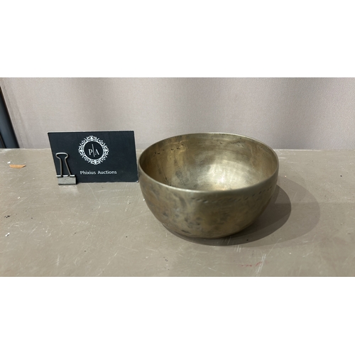 139 - Antique Brass Singing bowl with a rustic, artisan finish and a subtle patina.