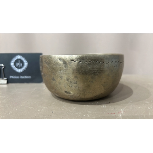 139 - Antique Brass Singing bowl with a rustic, artisan finish and a subtle patina.