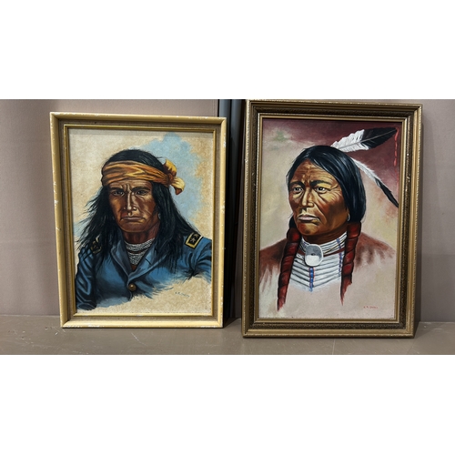 201 - Oil paintings by A.R. Overy feature portraits of Native American figures with detailed expressions a... 