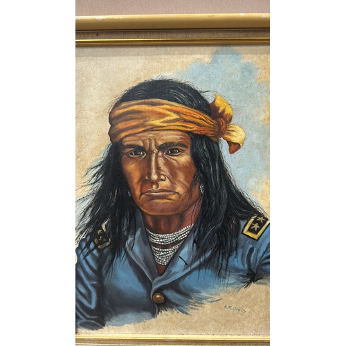 201 - Oil paintings by A.R. Overy feature portraits of Native American figures with detailed expressions a... 