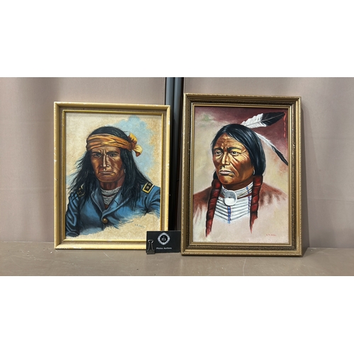 201 - Oil paintings by A.R. Overy feature portraits of Native American figures with detailed expressions a... 