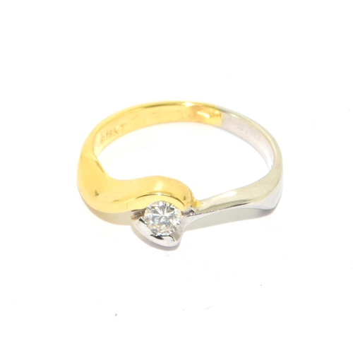 13 - 18ct yellow gold ladies Diamond solitaire of approx 30 points size O