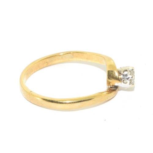 21 - 14ct yellow gold single stone Diamond ring of approx 35 points size K