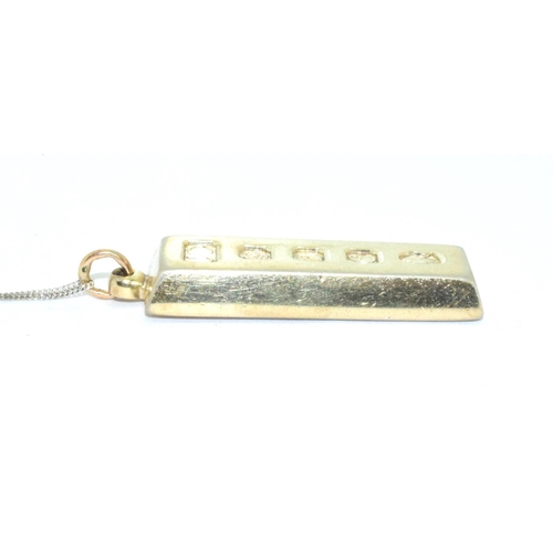 64 - 925 silver fully hallmarked ingot pendant and chain