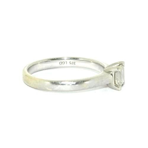 126 - 9ct white gold ladies Princess cut Diamond solitaire ring approx 0.33ct size N