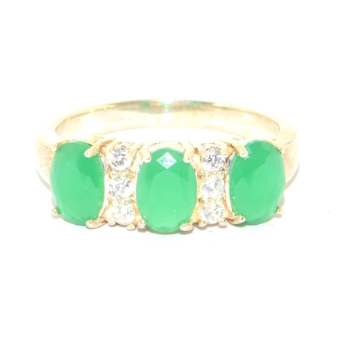 159 - Silver faux emerald dress ring size