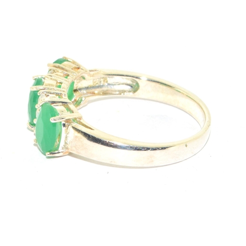 159 - Silver faux emerald dress ring size