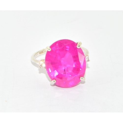 302 - heat treated Rubalite 925 silver solitaire ring size L