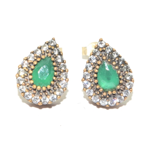 339 - Pair silver pear shaped stud earrings