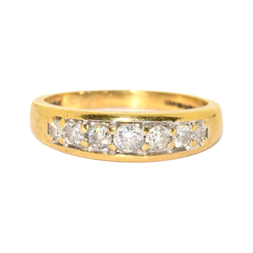 346 - 18ct gold ladies Diamond 7 stone 1/2 eternity ring set with brilliant cut diamonds hall marked in ri... 