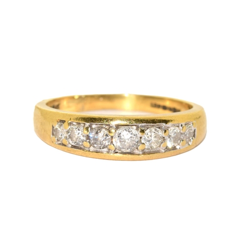 346 - 18ct gold ladies Diamond 7 stone 1/2 eternity ring set with brilliant cut diamonds hall marked in ri... 