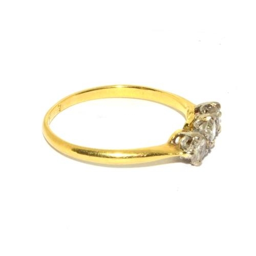 356 - 18ct gold and Platinum ladies 3 stone Diamond trilogy ring approx 0.25ct size M