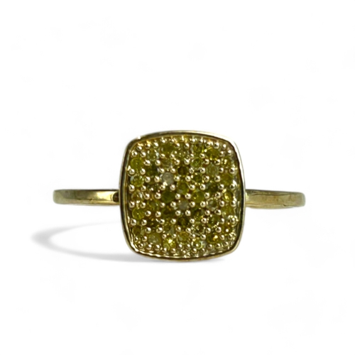 578 - A 9ct Gold ring, set with numerous yellow diamonds. Size - S