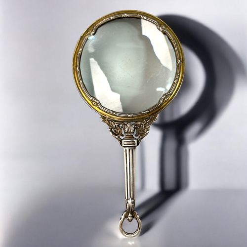 624 - A French Emile Langlois silver parcel-gilt magnifying glass.Late 19th century.Length - 18.5cm... 