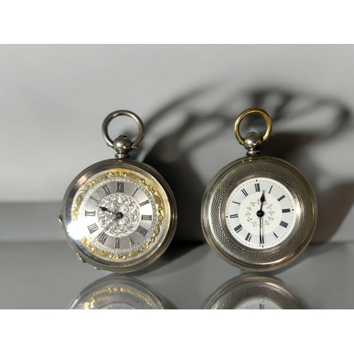 584 - Two ladies silver cased fob watches.Diameter - 40mm