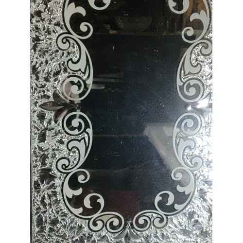 344 - Late Victorian Cut and Etched Mahogany framed Mirror.H 32cm (Mirror Plate)W 22cm