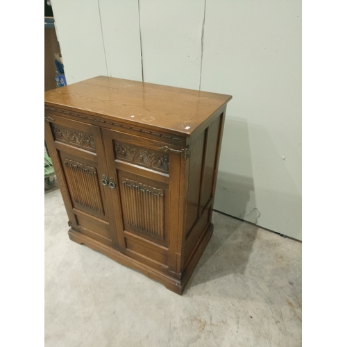 383 - A vintage entertainment cabinet repurposed to have four drawers and a hidden storage pocket on top.... 