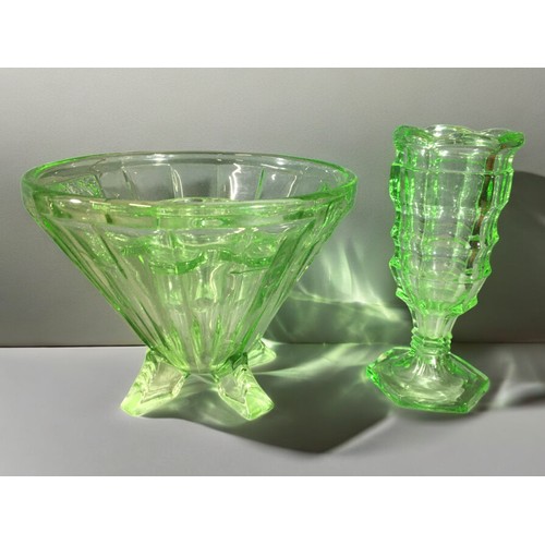 304 - Art Deco and later Glass, some Hand Blown, Crackle example, Frosted Glass Predominantly Green Glass.