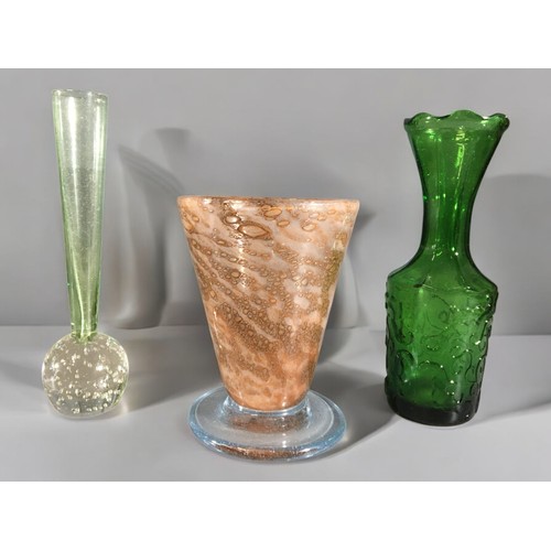 303 - Mid Century and Earlier Glass Vases. Ruffle Edged, Opaline Glass, Hand Blown Examples etc...13 in To... 