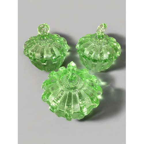 305 - Art Deco Green Glass in the Uranium Style - Trays, Vases Vanity Dishes ect...13 pieces.