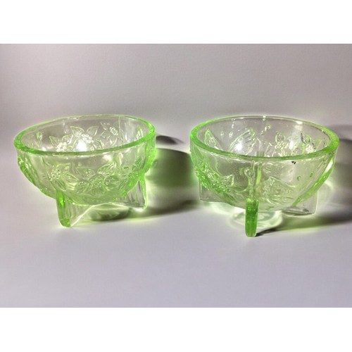 308 - Art Deco Glass Salad Servers and other Green Art Deco Glass.