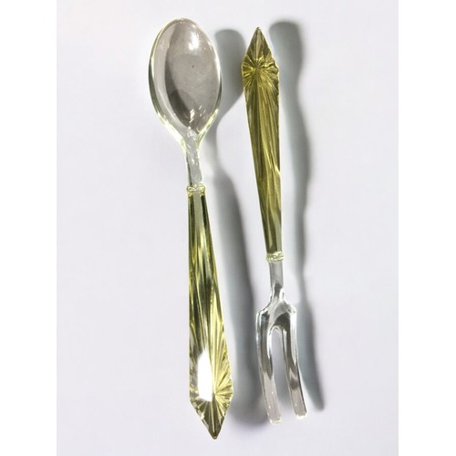 308 - Art Deco Glass Salad Servers and other Green Art Deco Glass.