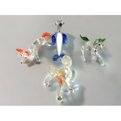 309 - Vintage and Later Lamp Work Glass Animals in the Pirelli Glass Style. Cats, Dogs, Fox, Seals, Dragon... 