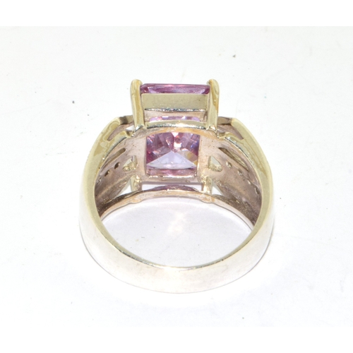 22 - Statement pink cz 925 silver cocktail ring size S